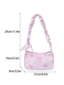 New Arrival Cute Sweet Butterfly Print Niche Fashion Versatile Underarm Shoulder Bag - Pink - View 9