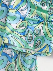 3-Piece Bikini Set: Kimono, Shorts, Top, Beach Cover-Up - Cadet Blue - View 8