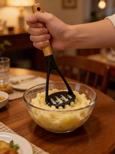 Plastic Potato Ricer - Manual Masher For Mashed Potatoes, Sweet Potatoes, Baby Food & Vegetables - Easy To Clean Non-Stick Press Tool,Heavy Duty Plastic Potato Press - Multifunctional Masher For Kitchen, Baking & Meal Prep