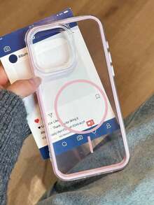 1pc High-Quality Wireless Charging Colorblock Transparent Shock-Proof Soft Silicone Phone, Compatible With 13/13 Pro/13 Pro, 14/14 Pro/14 Pro/14 Plus, 12, 15/15 Pro/15 Pro, 16/16 Pro/16 Pro/16 Plus, 17/17 Pro, 11, Cute Smartphone Protective Cover - Hồng - Xem 6