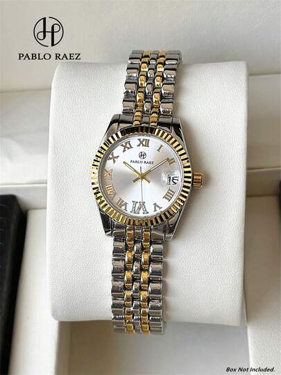  Pablo Raez 1pc 18K Gold Lady Watch Women Classic Luxury Wristwatch For Ladies Original Charming High Quality Non Tarnish Color Fashionable Stainless Steel Clocks Elegant Gear Shape Case Rhinestones Glamorous Dress Watch Roman Numberal Scales 50M Water Resistant Simple Clock Female Elegant Casual Quartz Watch