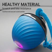 Interactive Smart Dog Ball Toy USB Rechargeable Automatic Rolling Dog Toy With Lights & Dog Sounds, Motion Activated Self Moving Pet Ball, Durable Chew Resistant Puppy Toy With Tail Rope For Indoor Play, IQ Training Exercise Toy For Small Medium Dogs Stress Relief Active Pet Toy - 藍色 - 查看 3