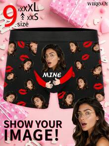 1件定制人脸印花平角内裤，个性化照片内裤，定制人脸平角内裤，送给老公的个性化内裤礼物，定制人脸内裤，趣味定制人脸平角内裤，周年纪念礼物，情人节礼物，生日礼物，结婚礼物，送给闺蜜的礼物，送给男友的礼物，送给老公的礼物，送给他的礼物，永恒的爱 - 黑色 - 查看 1