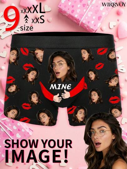 1pc Customized Face Printed Boxer Briefs, Personalized Photo Underwear, Customized Face Boxer Briefs, Personalized Underwear Gift For Husband, Customized Face Underwear, Funny Customized Face Boxer Briefs, Anniversary Gift, Valentine's Day Gift, Birthday Gift, Wedding Gift, Best Friend Gift, Gift For Boyfriend, Gift For Husband, Gift For Him