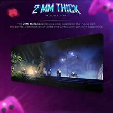 1pc Blue Fantasy Game Mouse Pad, Cute Insect Hero Night Scene, Large Non-Slip Rubber Keyboard Mat, Suitable For Independent Gamers - A - View 2