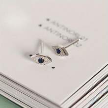 0.45g S925 Sterling Silver Mini Synthetic Zirconia Devil's Eye Stud Earrings, Niche Fashion Unisex Style, Can Wear On Cartilage, Low Allergy - Evil Eye Earring - View 8
