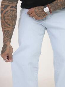 Calça Balao Jeans Masculina Oversize Perna Larga sem Elastano - Lavagem clara - Visão 3