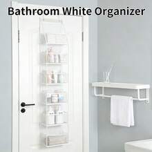 1PC Over The Door Organizer With Waterproof Pockets, 6 Shelf Hanging Storage, Behind Door Caddy For Bathroom Closet Bedroom Pantry Nursery - Multicolor - View 1