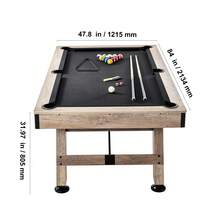 Billardtisch, 2,13 m Billardtisch, Billardtisch mit Verstellbaren Beinen, Billardtisch-Set inkl. Bällen, Queues, Kreide und Bürste, Perfekt für Familienspielzimmer für Kinder & Erwachsene - Billardtisch mit A-Fußgestell, Schwarz + Braunholz - Übersicht 10
