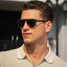 ¡RecomendadoCARFIA lentes de sol hombre polarizadas con protección UV400 - diseño clásico de pilot marco de acetato para conducción, pesca CA5355¡Top de Temporada - H: Gafas carey con lentes marrones - Ver 4