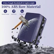 YSTYLE 4-Piece Hardside Luggage Set (12/20/24/28 Inches), With Scratch-Resistant And Impact-Resistant ABS Shells, Spacious Design And Four 360-Degree Spinner Wheels - Blue - View 3