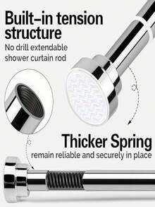 1 thanh treo rèm điều chỉnh được, thanh treo quần áo bằng thép không gỉ không cần khoan, thích hợp cho phòng tắm, tủ quần áo, phụ kiện phòng tắm. - Mô hình X - Xem 6