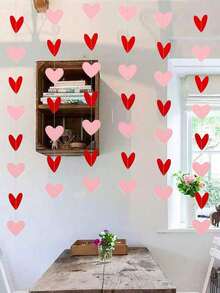 1pc Red & Pink Heart Wreath - Valentine's Day Decor, Romantic Paper Hanging Heart Banner, Suitable For Valentine's Day Decoration - Perfect For Party, Wedding, Engagement And Home Decor - Multicolor - View 1