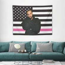 Drake Pink America Flag Pink Wall Tapestry Blanket Funny Poster For College Dorm Decor Room Decoration Gift Merch - 1PC - 查看 3