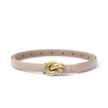Women's Ultra-Thin Belt 1.3cm Minimalist With Vintage Gold Buckle - Versatile Luxury Design - 米色 - 查看 1