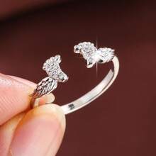 1pc Creative Foot Design Zirconia Inlaid Adjustable Open Ring For Women - Multicolor - View 6