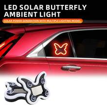 New Solar Powered Butterfly Atmosphere Light, Wireless LED Decorative Light, Triangle Rear Window Car Interior Atmosphere Light. Solar Powered Neon LED Light, Suitable For Car Rear Window, Wireless Atmosphere Decoration, Popular Solar Powered LED Window Butterfly Atmosphere Light, Solar Powered Car Interior Neon USB Decorative Light, 3.7V+300mAh Lithium Battery. New Solar Powered LED Atmosphere Light, Car Interior Decoration, Neon Decorative Light - A - View 2