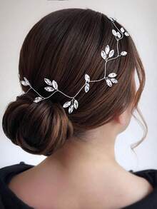 1pc Elegant Handmade Crystal Bridal Headband, Suitable For Weddings, Parties, Galas, And Daily Wear - Silver - View 2