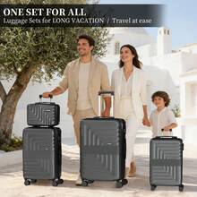 YSTYLE 4-Piece Hardside Luggage Set (12/20/24/28 Inches), With Scratch-Resistant And Impact-Resistant ABS Shells, Spacious Design And Four 360-Degree Spinner Wheels - Black - View 2