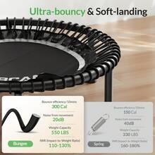 FLYBIRD 48 INCH 550LBS Foldable Mini Trampoline,  Adult Fitness Trampoline With Durable Bungees, Stable & Quiet Exercise Rebounder,Great Mini Trampoline For Indoor/Garden Workout - Bạc - Xem 2