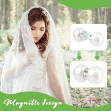 Pearl Veil Weights - 12 Pairs Magnetic Bridal Veil Weights - Double Sided Pearl Veils WeightsSecures Long Veils For Outdoor Weddings Accessories And Gifts For Brides - As Pic - View 3
