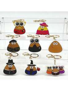 1pc Cute Kawaii My Pet Alien Pou Emoticon Keychain, Fan Gift - Multicolor - View 9