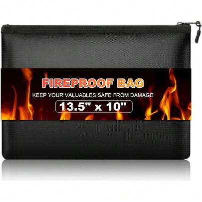 Fireproof Money Bag, 13.5 X 10 Inch, Fire Proof Bag For Documents, Waterproof Travel Document Holder & Organizer For Cash, Passport, Credit Cards - Portable Fire Resistant Pouch For Home,41422413