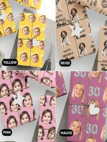 Personalized Fun Photo Wrapping Paper, Customized Face Gift Wrapping Paper, Valentine's Day Theme Gift Wrapping Paper, Suitable For Giving Special Gifts To Boyfriends And Girlfriends, Available In Multiple Colors, Birthday Wrapping Paper, Anniversary Wrapping Paper, Your Photo Wrapping Roll, Suitable For Wedding Accessories, Couples Anniversary Gift Wrapping Paper, Forest Tone - Multicolor - View 6