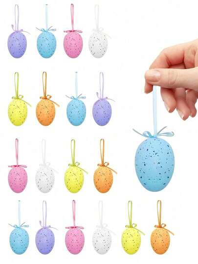12/6pcs Easter Egg Hanging Decorations, 4*3cm Colorful Decorative Egg Strings, Vibrant Easter Egg Decor, Holiday Ornaments, Suitable For Decorating Easter Trees, Baskets, Home Decor, And Spring Parties, Festive Hanging Ornaments For DIY, Classroom Activities, Holiday Displays, And Easter Party Favors