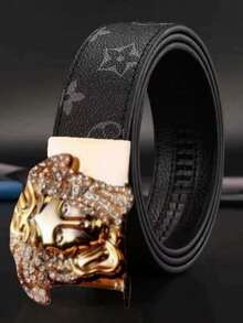 Men's Automatic Buckle Belt - Business Casual Luxury Style Belt, Metal Rhinestone Buckle Fashion Design, Suitable For Gifts And Holiday Outfits - Multicolor - View 9