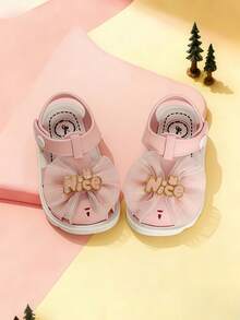 女童夏季软底透气凉鞋，婴儿学步鞋 - 粉色 - 查看 3