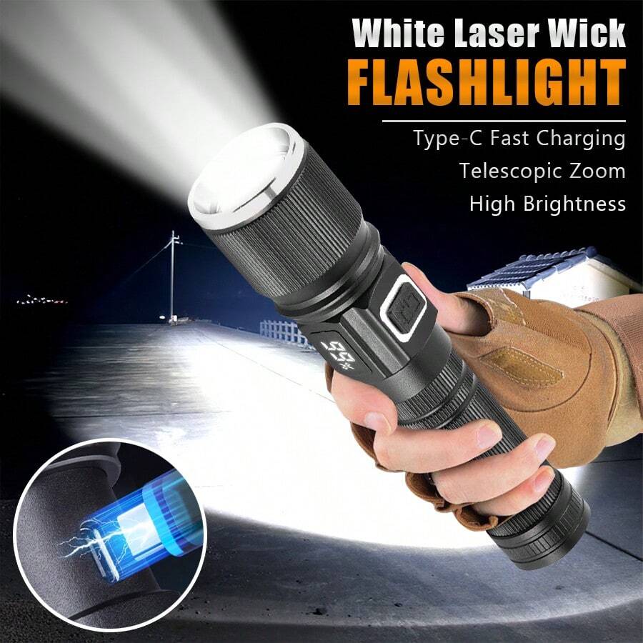 铝合金USB充电手电筒，P50长焦变焦，户外照明强力手持聚光灯 - 手電筒 - 查看 1