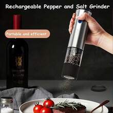 Rechargeable Electric Pepper Grinder, Salt & Spice Grinder With Adjustable Coarseness, One-Handed Operation, Automatic Grinding For Sesame, Cumin, Chili Pepper And Other Seasonings, Essential Kitchen Tool - Multicolor - View 2