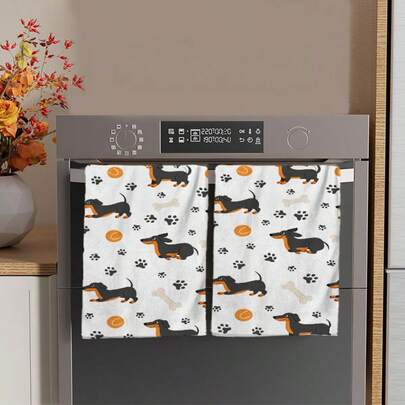 2/4/48pcs Spring/Summer Series - Wild Flower Wreath, Light Green Vertical Stripes, Pink & Blue-White Mason Jar Filled With Lavender, Rose, Dachshund Print Kitchen Towels - Super Soft, Highly Absorbent Polyester Dish Towels & Hand Towels, Ideal For Holiday Decor, New Year Gifts, Kitchen Decor, Party Decoration.