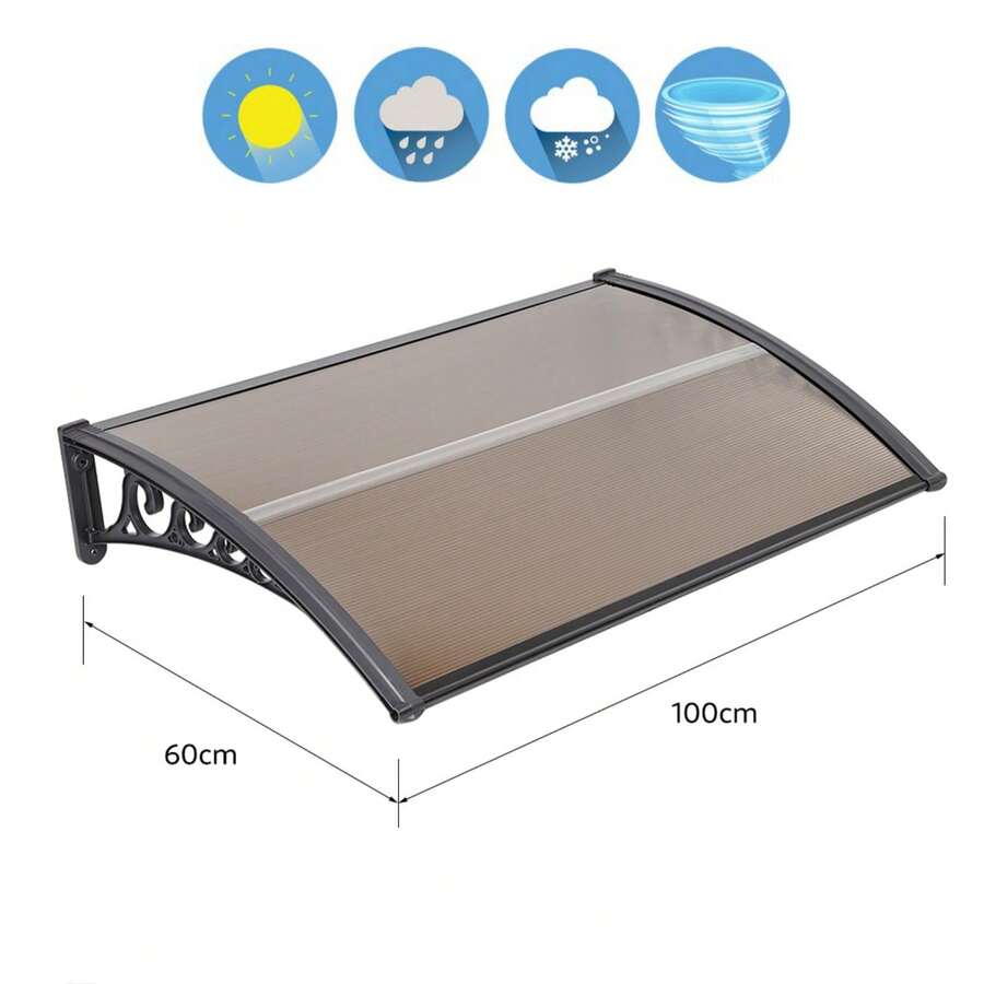 Front Door Canopy, Front Door Shelter, Rain Protection, Door Roof, Lean-To Canopy, Awning Canopy, Transparent Door Canopy, Outdoor Door Roof, Sun Protection (Brown) - A - 查看 1