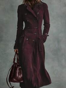 Women Trench Coats - Merah tua - View 3