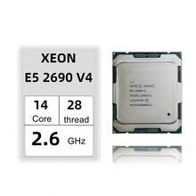 Intel Xeon E5 2690 V4 2690V4 CPU 2.6GHz 14 Cores 135W LGA 2011-3 Processor No Fan No Original Box - Black and White - View 2