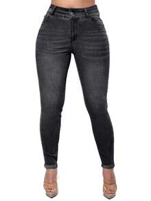 Jeans modellanti per il lato B delle donne, leggings ad alta elasticità, alla moda ed eleganti, adatti per appuntamenti, pendolarismo, viaggi casual, San Valentino e Capodanno - Grigio Scuro - Visualizzare 4