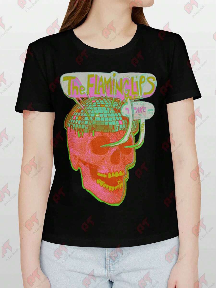 The Flaming Lips Disco Skull 8MYE Tee - Black - View 1
