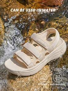 CAMEL CROWN Women's Casual Sandals, Spring And Summer Treading Wave Sports Sandals Non-Slip Shoes Soft Bottom Beach Shoes Hook And Loop Shoes - Beige - View 6