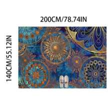 1 szt. Wycieraczka z geometrycznym wzorem mandali w stylu boho – antypoślizgowa, nadająca się do prania w pralce, odpowiednia do salonu, sypialni, biura, salonu. - Wielokolorowe - Zobacz 19