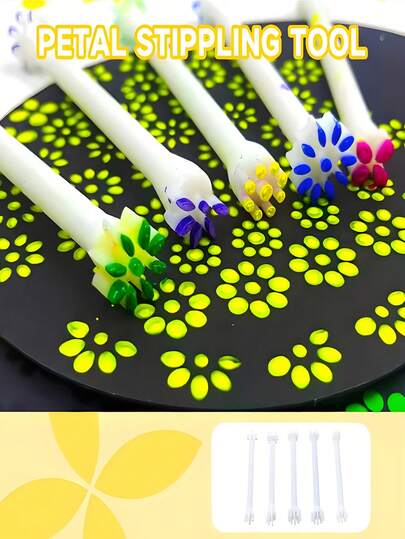 5pcs Petal Painting Tool Set, Includes 10 Different Shaped Painting Brushes Suitable For Mandala Painting Art, Stone Decoration And Relief Painting Creation, Contains 5 Painting Brushes