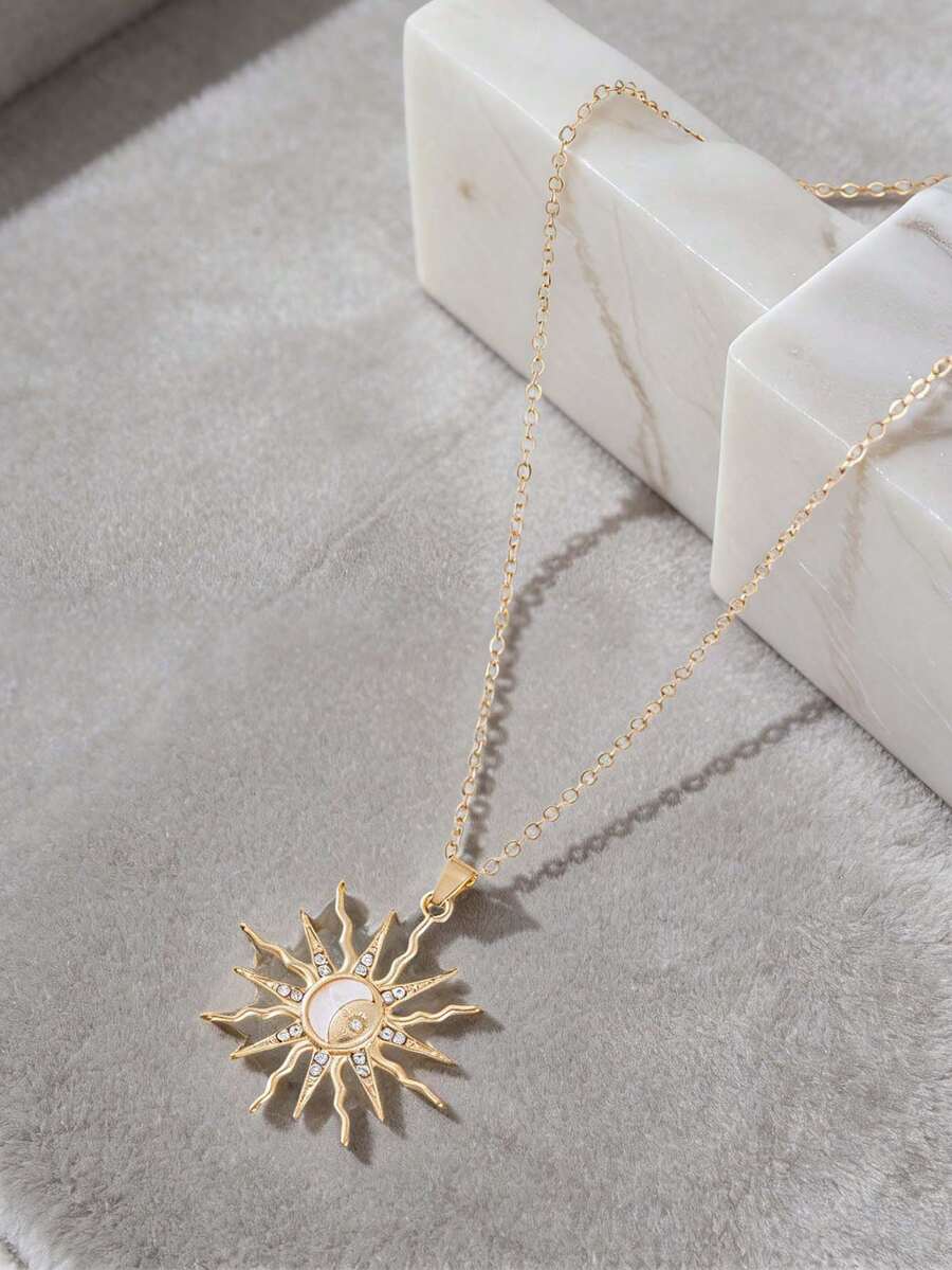 1 pieza Collar con colgante de estrella irregular con strass dorado para mujer - Dorado - Ver 1