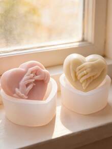 3D Heart Hand In Hand Candle Mold Multi-Use Flexible Easy Demold For Candle/Gypsum/Resin/Soap/Polymer Clay/Chocolate Candle Mold Valentine's Day Proposal Confession Wedding Cake Baking Jewelry Making - A - View 7