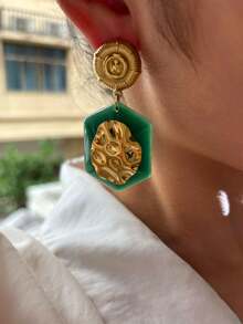 Monlansher New Stainless Steel Pendant Earrings, Fashionable Luxury Minimalist Versatile Daily Wear Earrings For Women - Gold - View 3