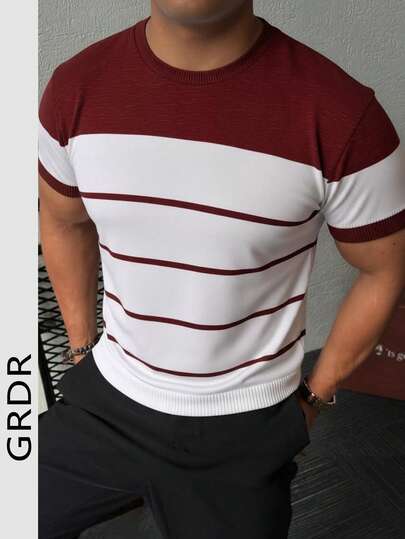  GRDR Men's Summer Knit Crew Neck Short Sleeve Shirt, Suitable For Casual & Business Wear