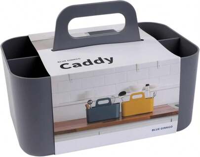 BLUE GINKGO Stackable Organizer Caddy \U2013 Korean-Made Portable Tote For Bathroom, Office, Crafts, Or School Supplies (Rectangle, Gray)