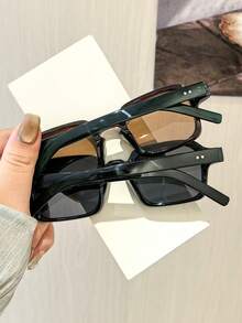 2 PCS Women's Casual Style Square Fashion Glasses Polycarbonate Lightweight Frame Soft Tinted Lenses Suitable For Beach Vacation With Glasses Box - Multicolor - View 7