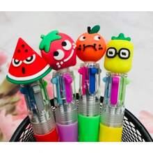 12Pcs Mini Fruit Multicolor Pen In One 4-In-1 Bulk Assorted Ink Ballpoint Pens For Drawing Journal Marking Doodling Student Teacher School Party Office Home Supplies Cute - Red Green Blue Grey - 查看 7