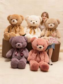 POKOJA LAND 33.5-Inch Giant Plush Teddy Bear Stuffed Animal Doll, Cute Teddy Bear With Bow Tie Shoulder Strap, Soft Filled Plush Cushion, Relaxing Teddy Bear Doll, Gift For Friends On Valentine's Day, Birthday, Christmas - Multicolor - View 2